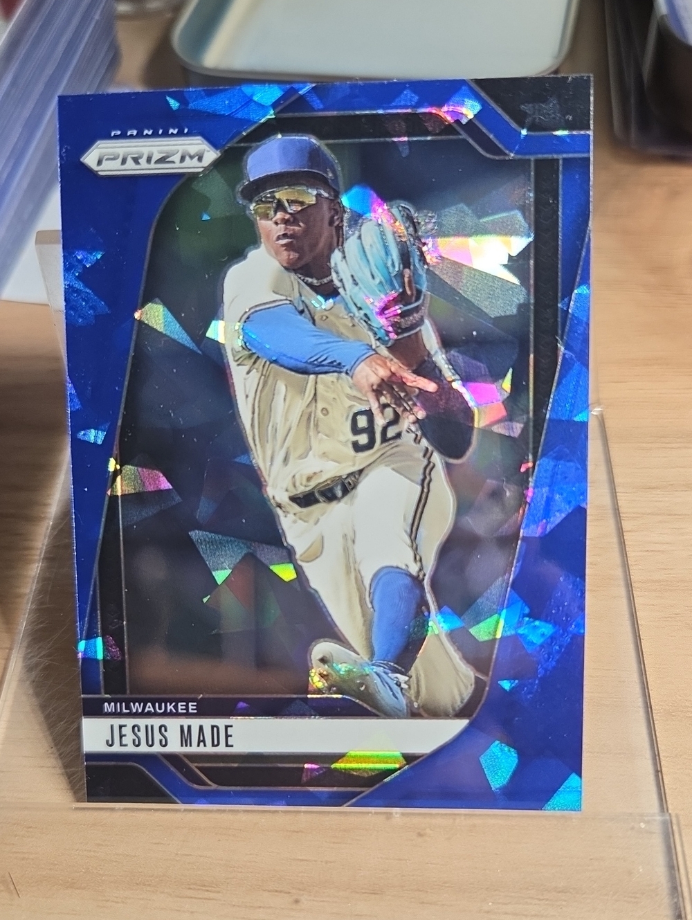 2025 Panini Prizm Blue Ice Holo Jesus Made Baseball Trading Card